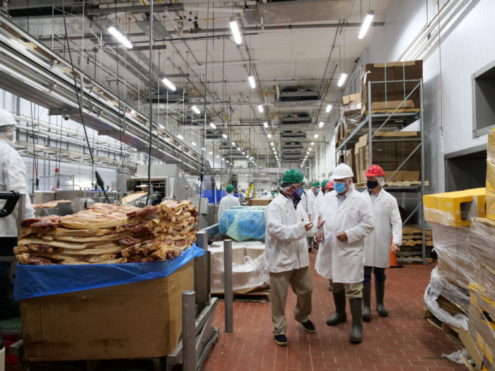 Former Agriculture Secretary Sonny Perdue tours the Clemens Food Group in Hatfield, PA in 2020. Photo credit: USDA